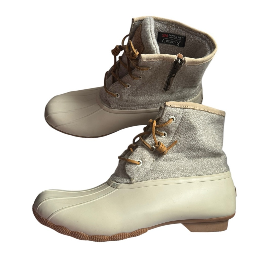 Sperry Women’s Core Saltwater Emboss Wool Boots Size 10 Ivory Waterproof